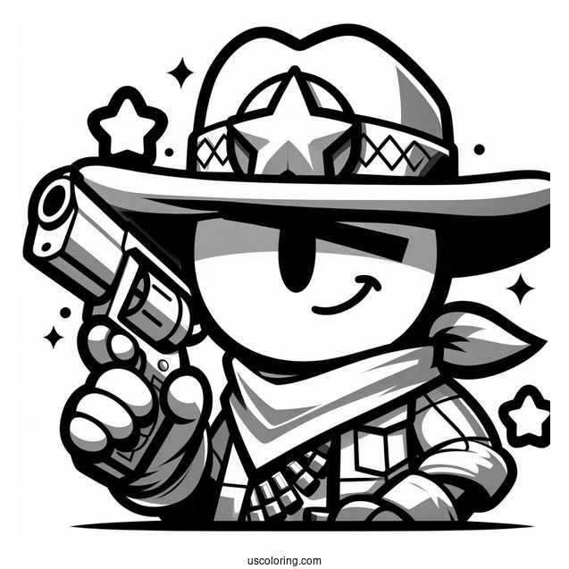 Brawl Stars Coloring Page Of Colt Smirking While Pointing Gun