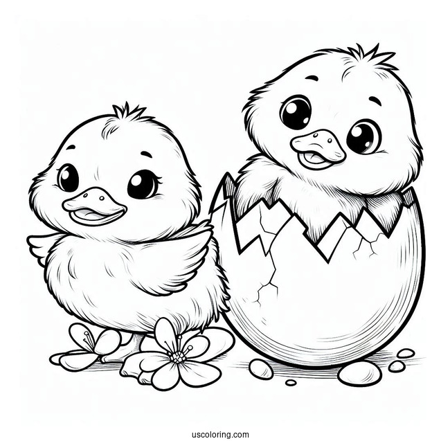 Duckling Hatching From Easter Egg