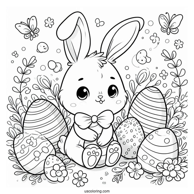 Disney Easter Bunny Coloring Page Outline With Eggs