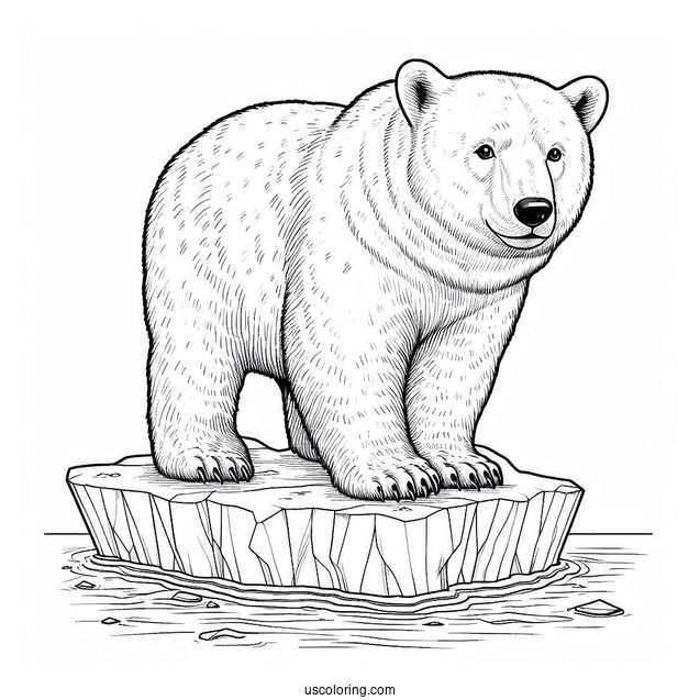 Adult Polar Bear On Piece Of Iceberg