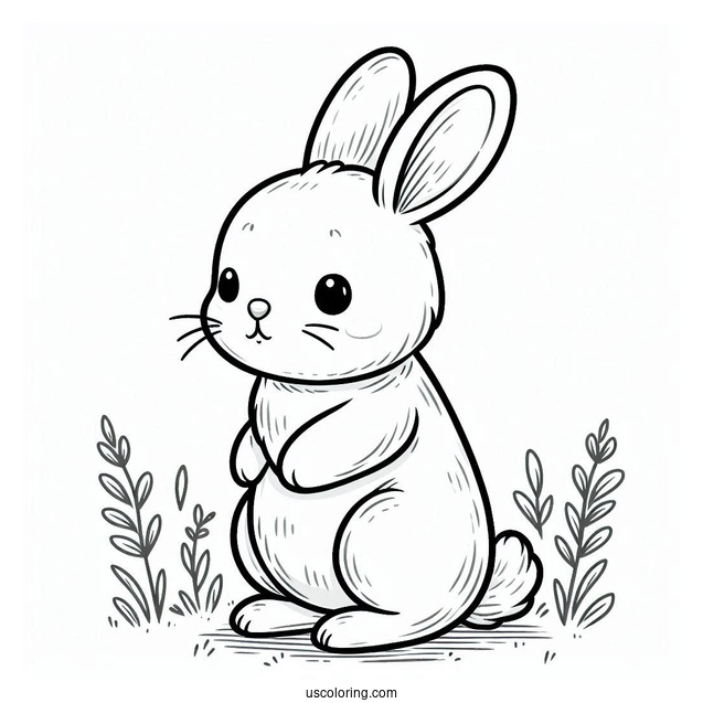 Rabbit Standing On Hind Legs Coloring Sheet