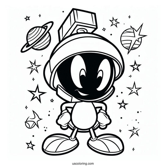 Marvin The Martian Outline Coloring Sheet For Preschoolers