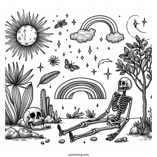 Detailed Skeleton Coloring Page In Nature
