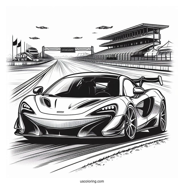 McLaren Sports Car On Race Track To Color
