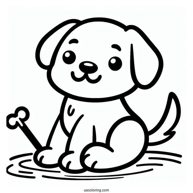 Easy Outline Of Dog With Stick