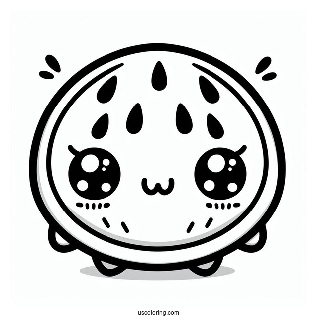 Cute Kawaii Watermelon Coloring Page For Kids