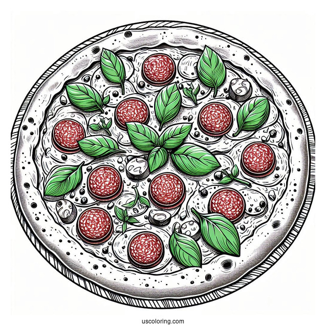 Wood Fired Pizza With Basil And Salami