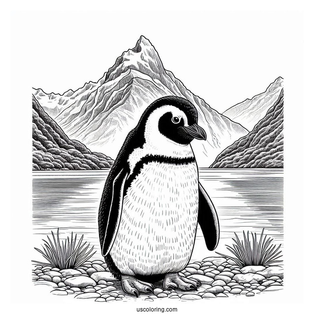 Detailed Fiordland Penguin Coloring Page