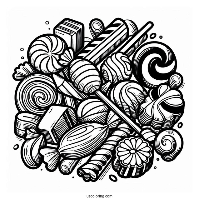 Assorted Licorice Coloring Page