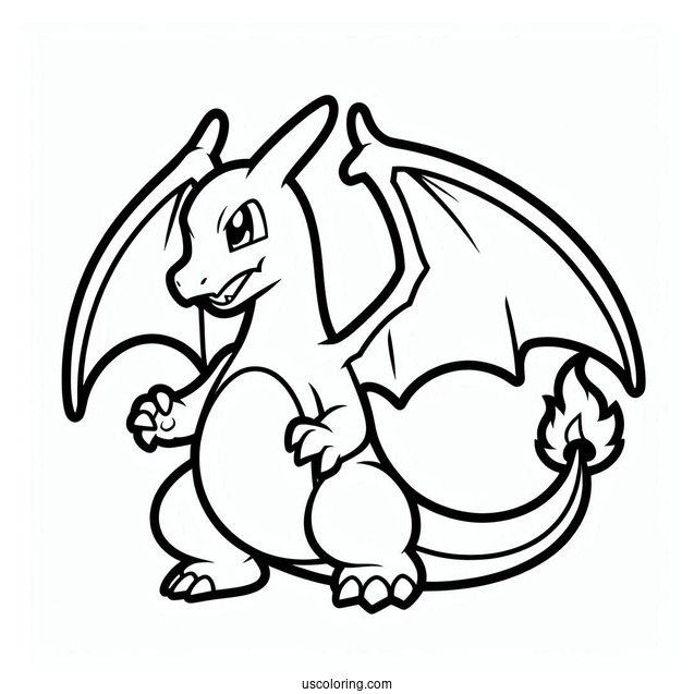 Easy Charizard Outline Coloring In For Kids(1)