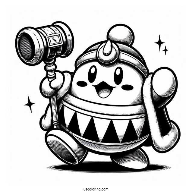 Cute Super Smash Bros Coloring Page Of King Dedede With Hammer