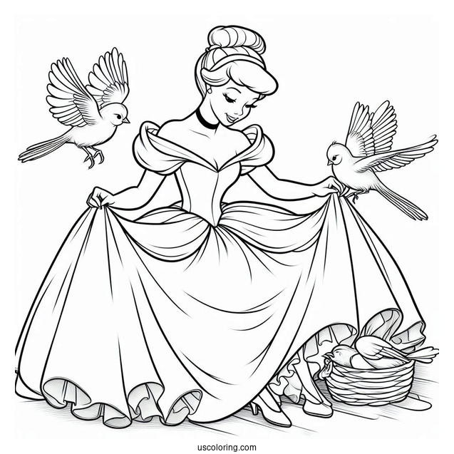 Cinderella Being Dressed My Magical Birds