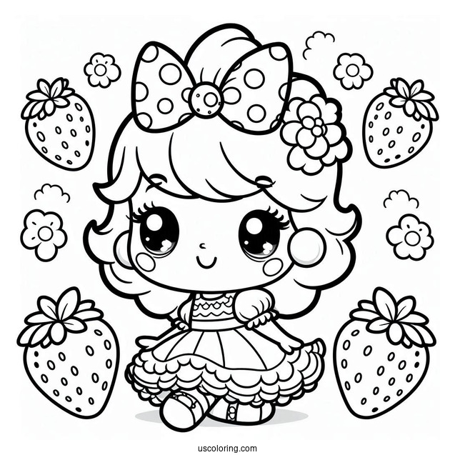 Cute Strawberry Shortcake Coloring Page For Preschoolers