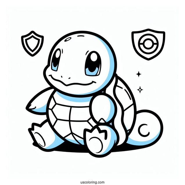 Squirtle Coloring Page Of Shell Shield Pokemon Card