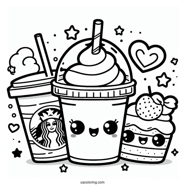 Fun Kawaii Starbucks Frappe Coloring Sheet
