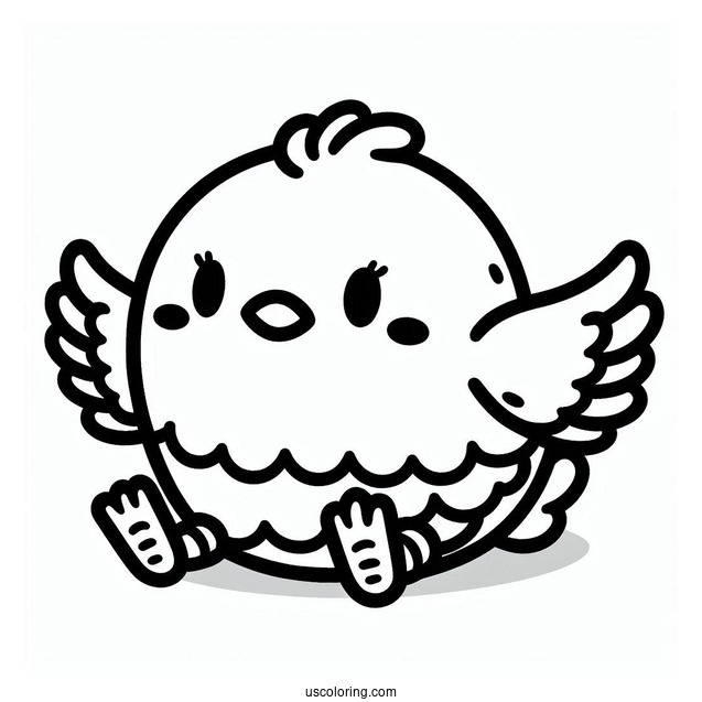 Kawaii Baby Chicken Coloring Page