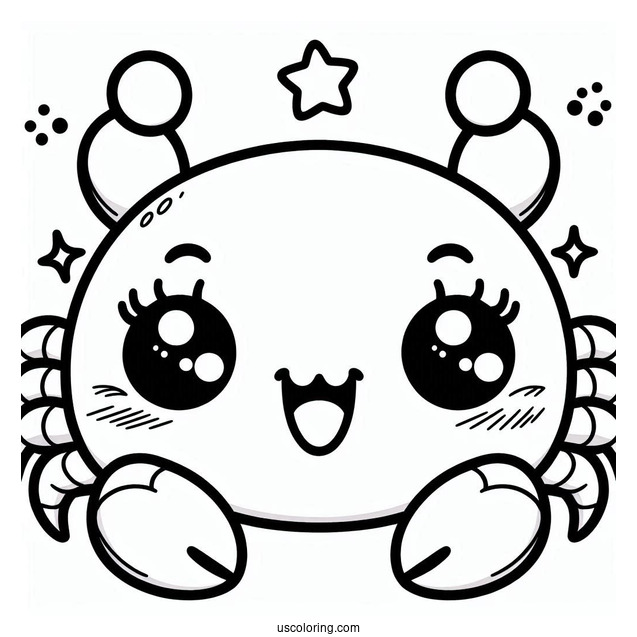 Kawaii Smiling Crab Coloring Page For Preschoolers