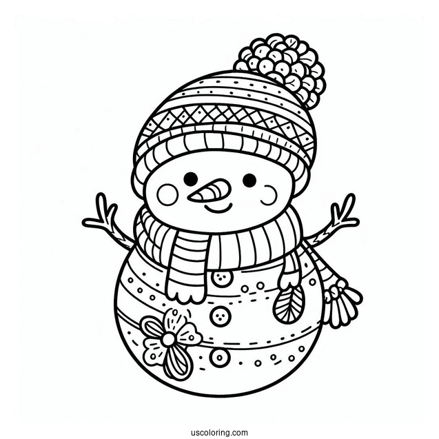 Simple To Color Snowman For Kids