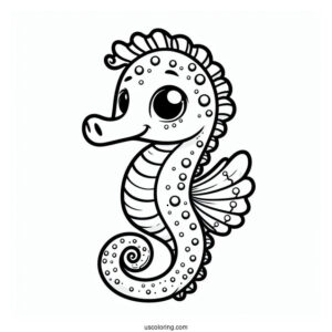 Cartoon Seahorse Coloring Sheet