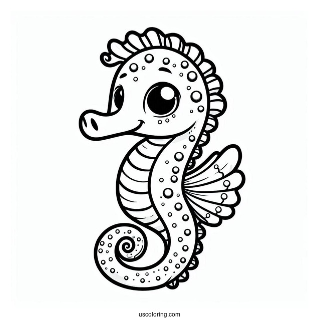 Cartoon Seahorse Coloring Sheet