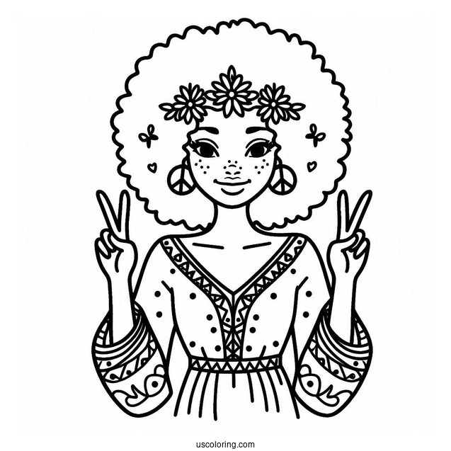 Easy Peace Coloring Page Sign To Color For Kids