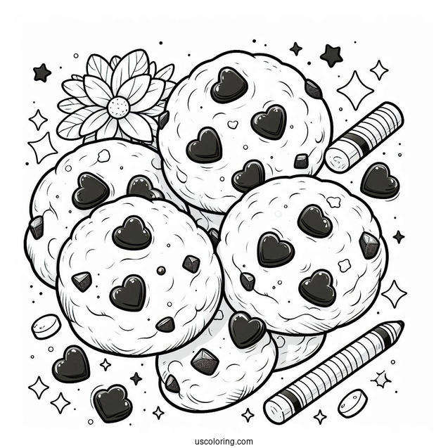 Chocolate Chip Cookies Coloring Sheet