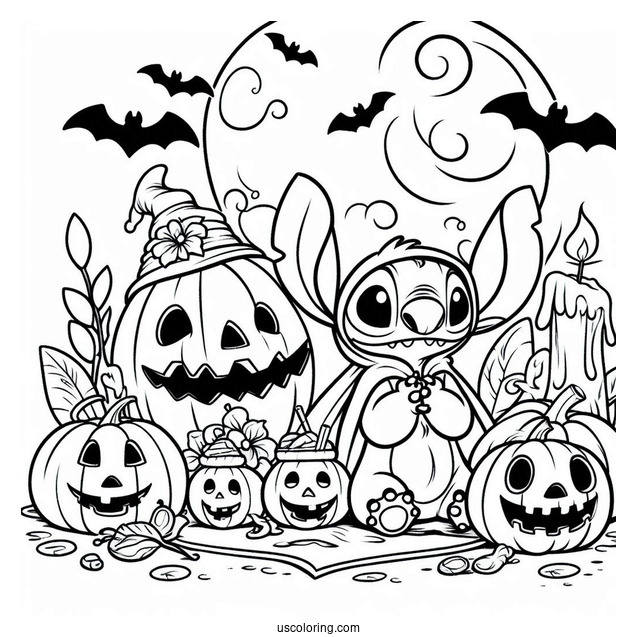 Halloween Themed Lilo And Stitch Coloring Sheet