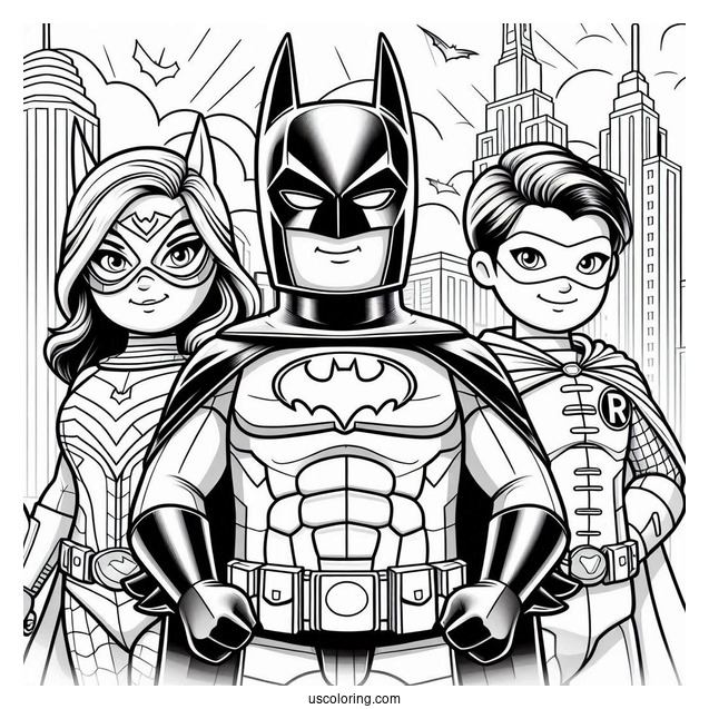 Lego Batman With Batgirl And Robin Coloring