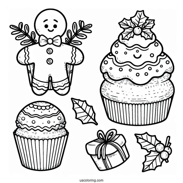 Gingerbread Men Decorating Christmas Cupcake