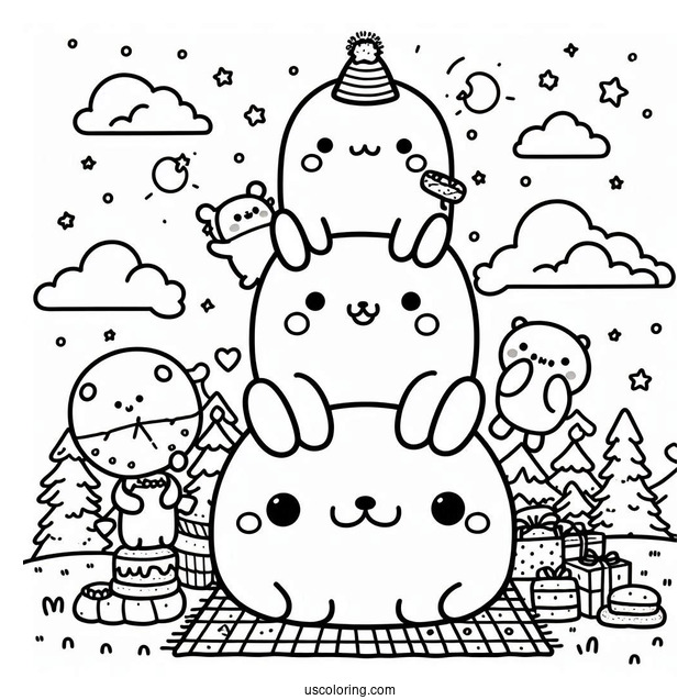 Sumikko Gurashi Coloring Page Of Friends On Top Of Each Other