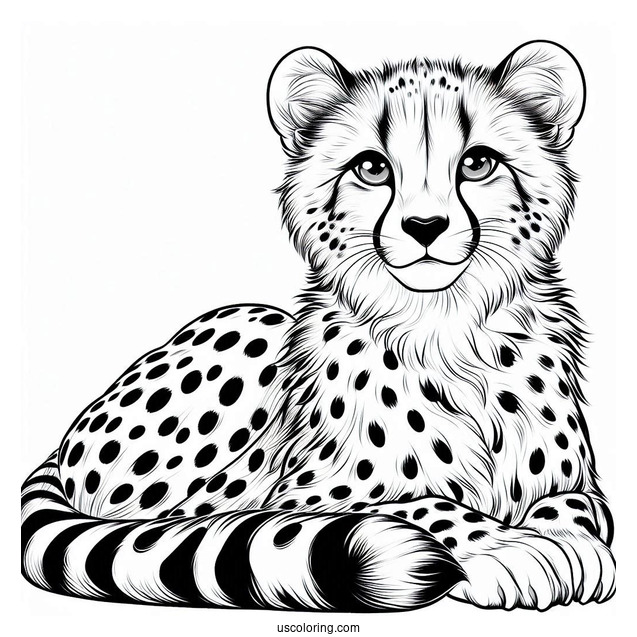 Female Cheetah Coloring Page Smirking