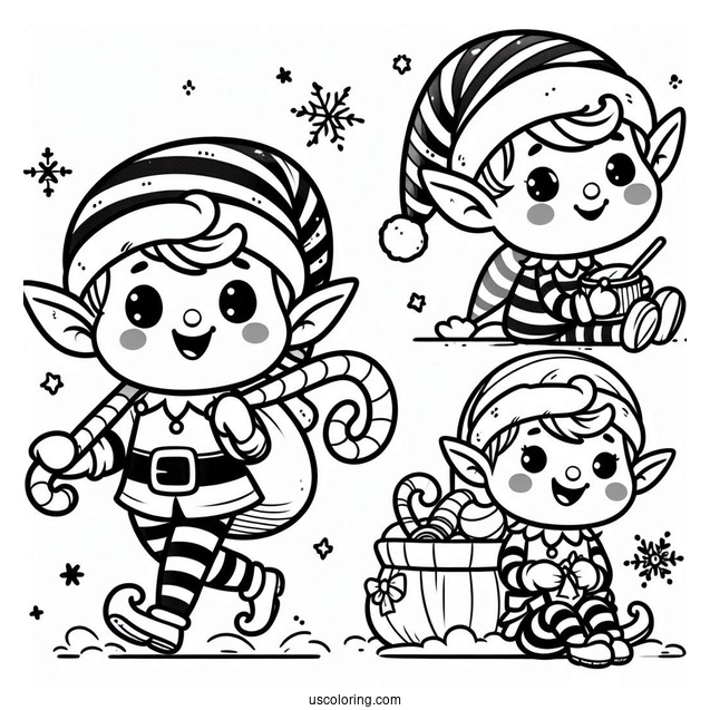 Simple To Color Christmas Elf For Preschoolers