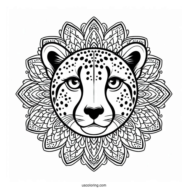 Cheetah Coloring Page Of Mandala