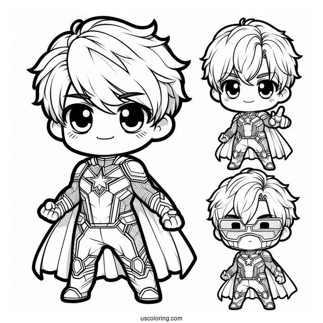 Chibi Superhero In Cool Outfit Coloring Sheet