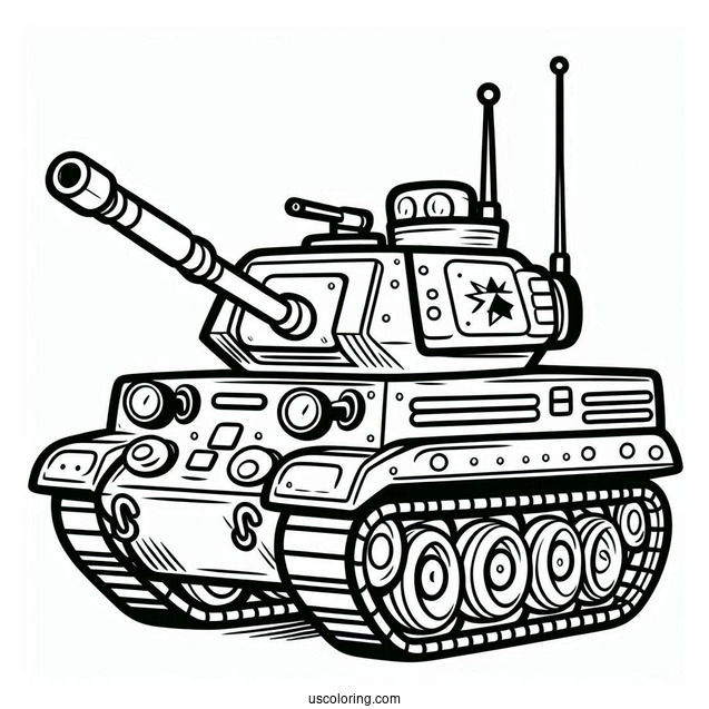 Simple Military Tank for Preschoolers to Color In