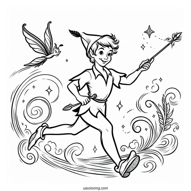 Simple Outline Of Peter Pan Coloring In