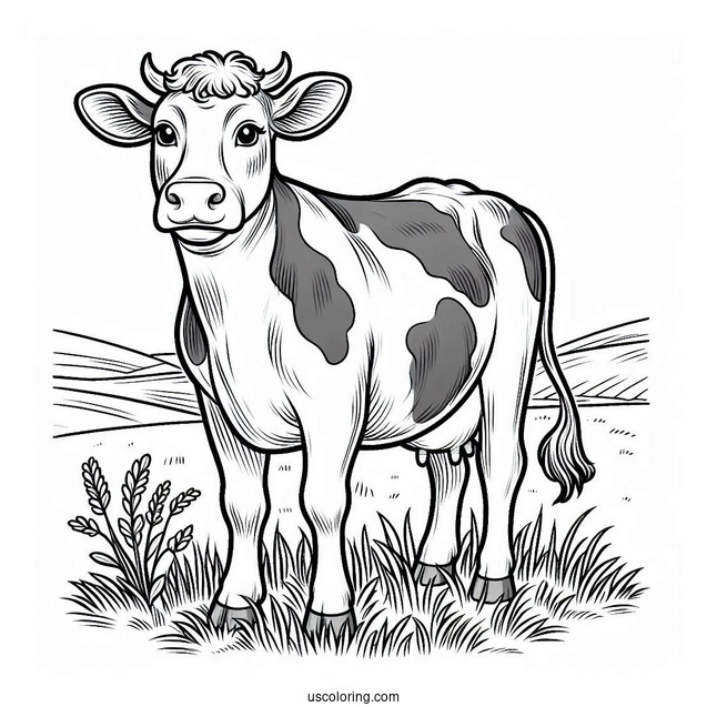 Dairy Cow Standing In Field_