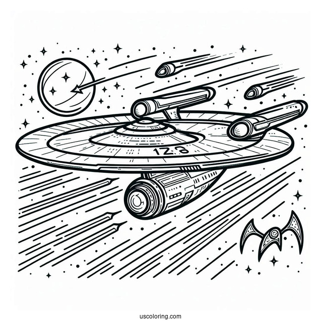 Simple Star Trek Coloring Page Of USS Exeter Outline