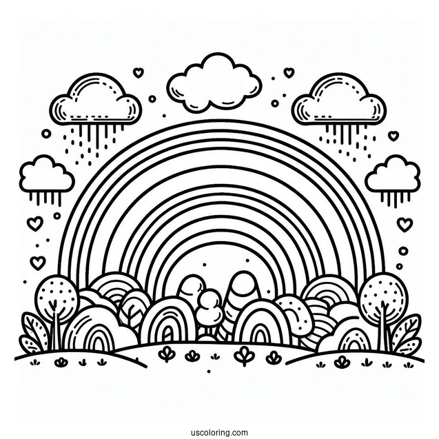 Large Rainbow To Color For Kids