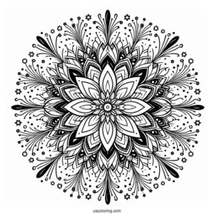 New Year Coloring Page Of Fireworks Mandala