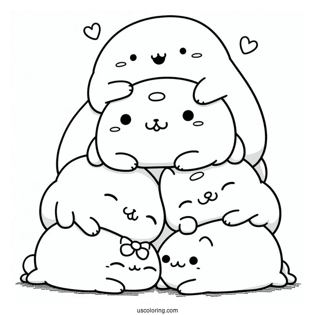 Sumikko Gurashi Coloring Page Of Friends On Top Of Each Other