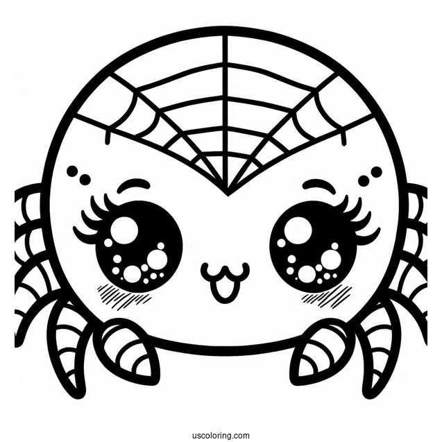 Adorable Kawaii Spider Coloring Page