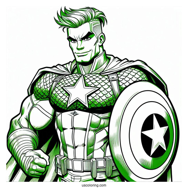 Captain America With Hulk, Iron Man, Thor, Black Widow and Hawk Eye