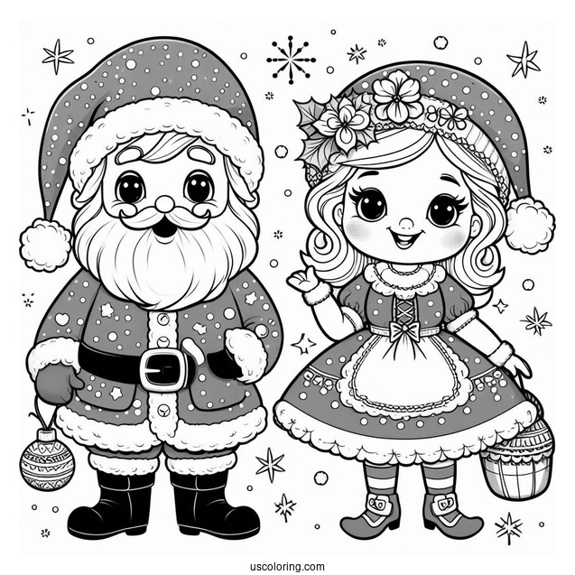 Mrs Claus And Mr Claus Coloring Sheet