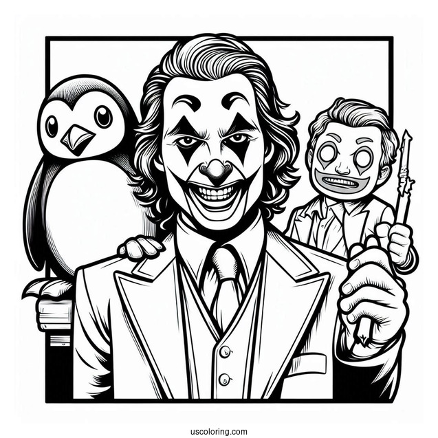 Joker Coloring Page With Penguin And Riddler
