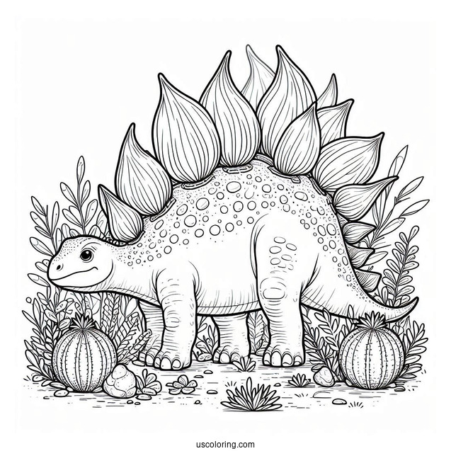 Detailed Stegosaurus Coloring Page For Kids