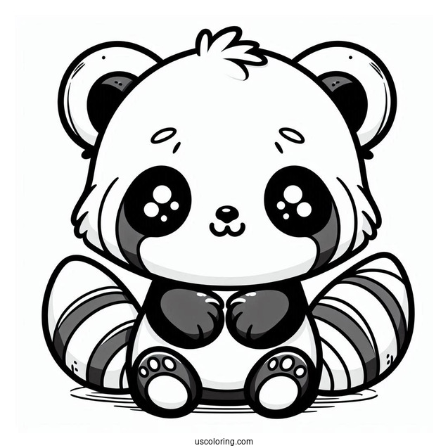 Kawaii Themed Red Panda Coloring Sheet