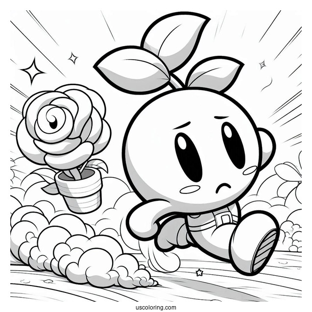 Brawl Stars Coloring Page Of Sprout Running Away From Rosa