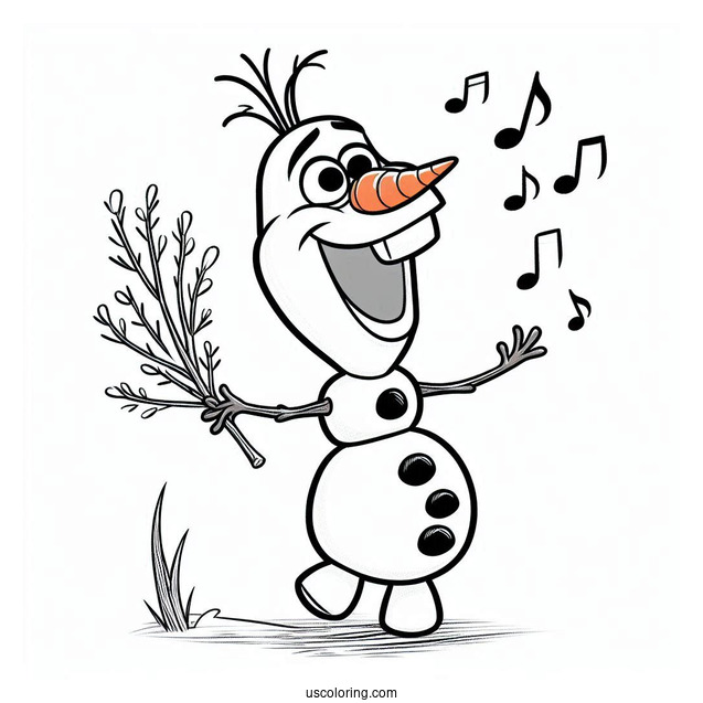 Singing Olaf Coloring Sheet