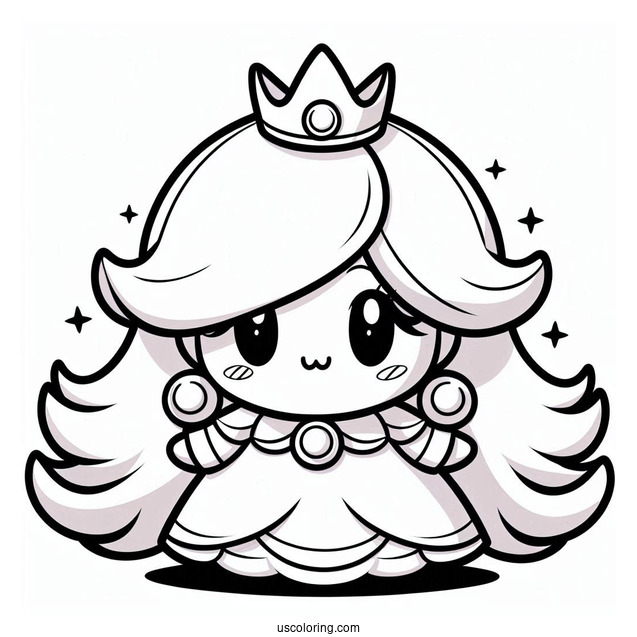 Kawaii Rosalina Coloring Page With Luma For Kids